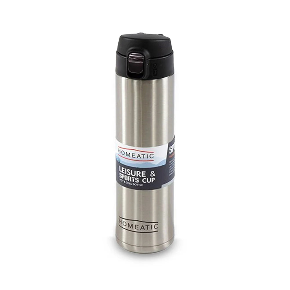Homeatic Vacuum Flask 500ML Silver Steel Water Bottle at Zubaidas