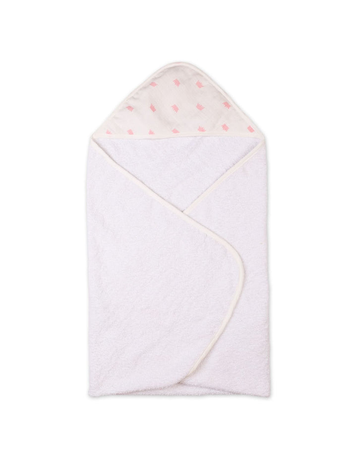 Hooded Baby Towels Bambies Crown Cream and Pink at Zubaidas