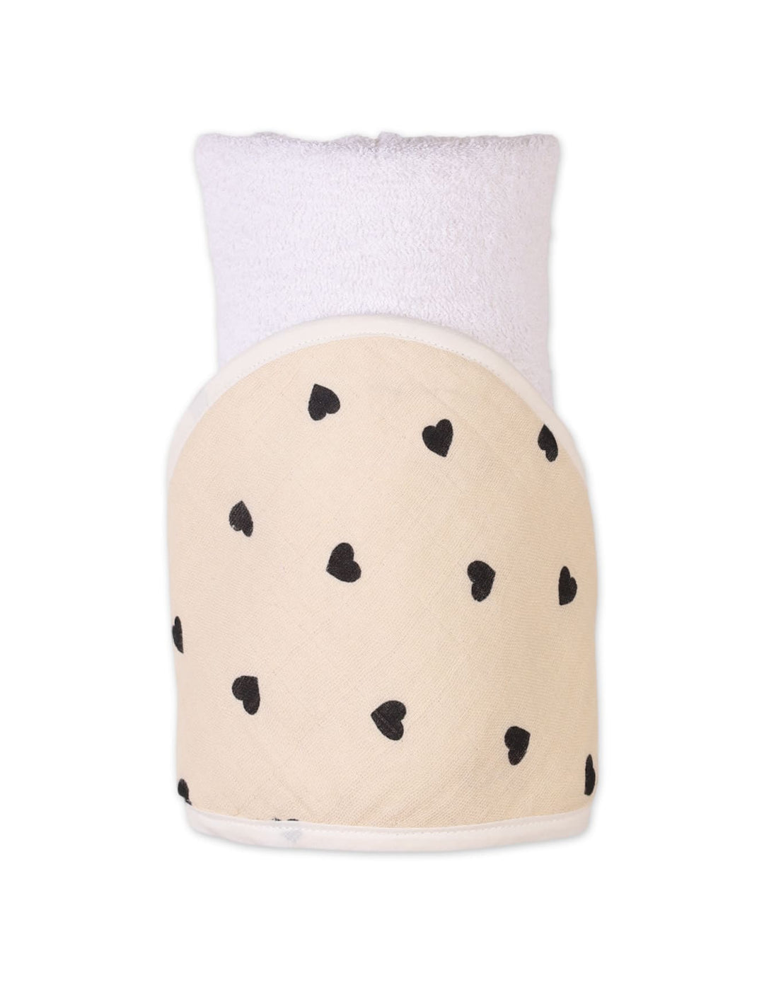 Hooded Infants Baby Towels Bambies Heart Printed White and Beige at Zubaidas Official
