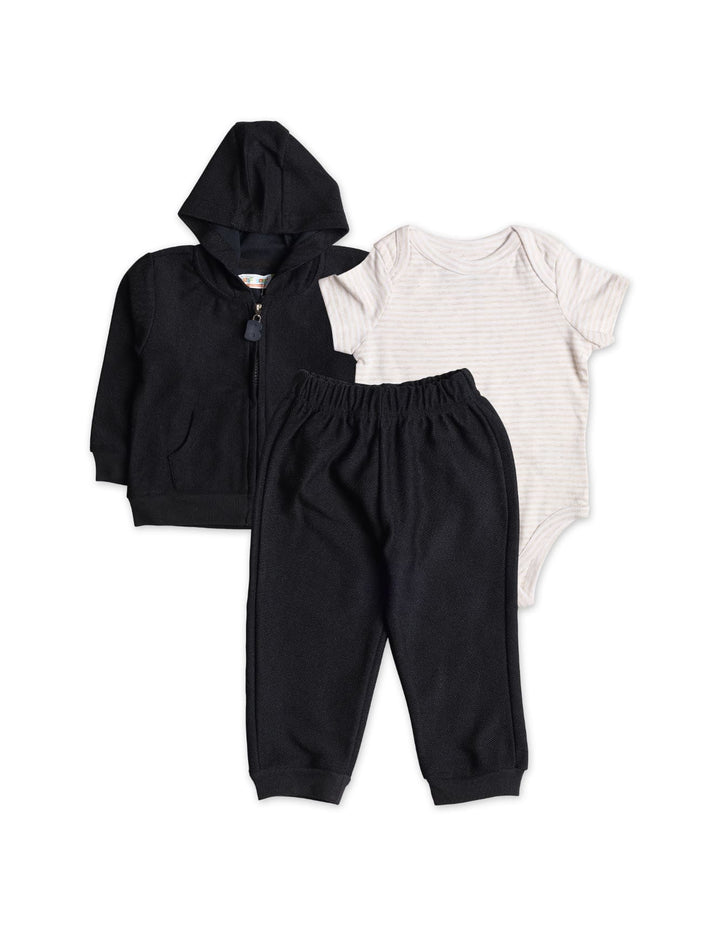 Infant Baby Boys 3 Pieces Winter Outfit Sets Bambies Striped Black at Zubaidas