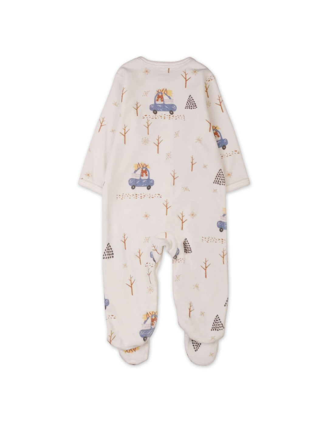 Infant Baby Boys and Baby Girls Winter Onesies Bambies Vehicle Printed Footed Cream at Zubaidas Official Pakistan