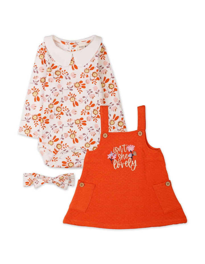 Infant Baby Girls 3 Pieces Winter Outfit Sets Bambies Pinafore Red at Zubaidas