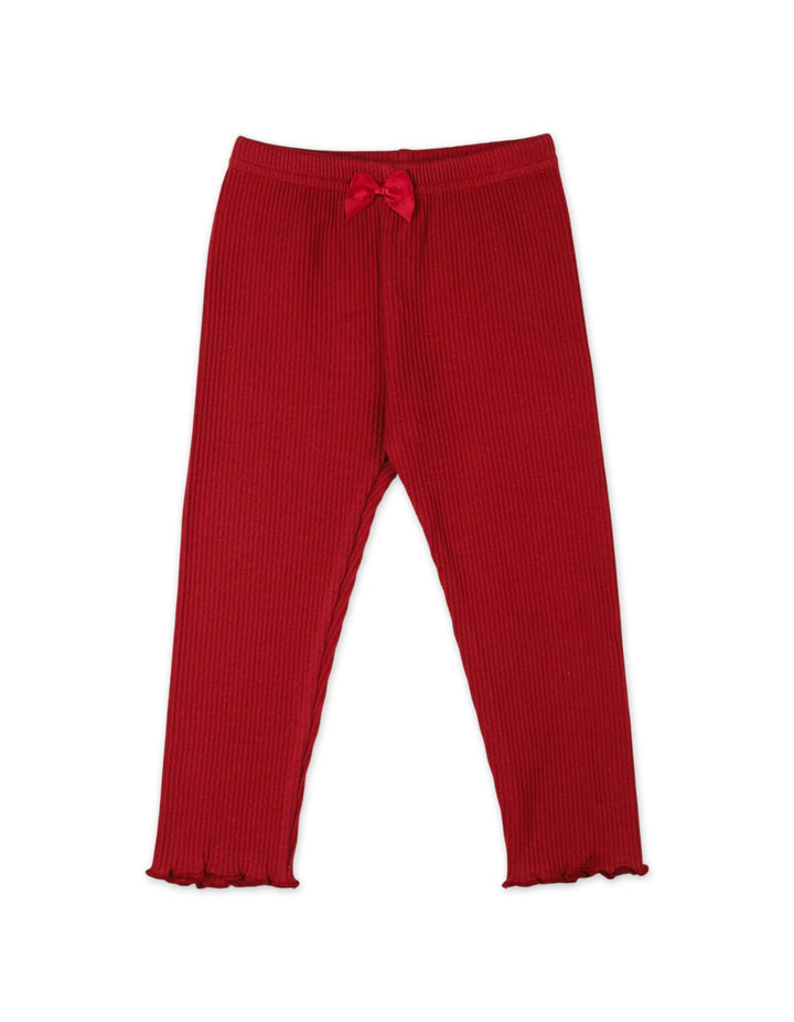 Infant Baby Girls and Girls Ribbed Bottom Wears Bambies Bow Red at Zubaidas