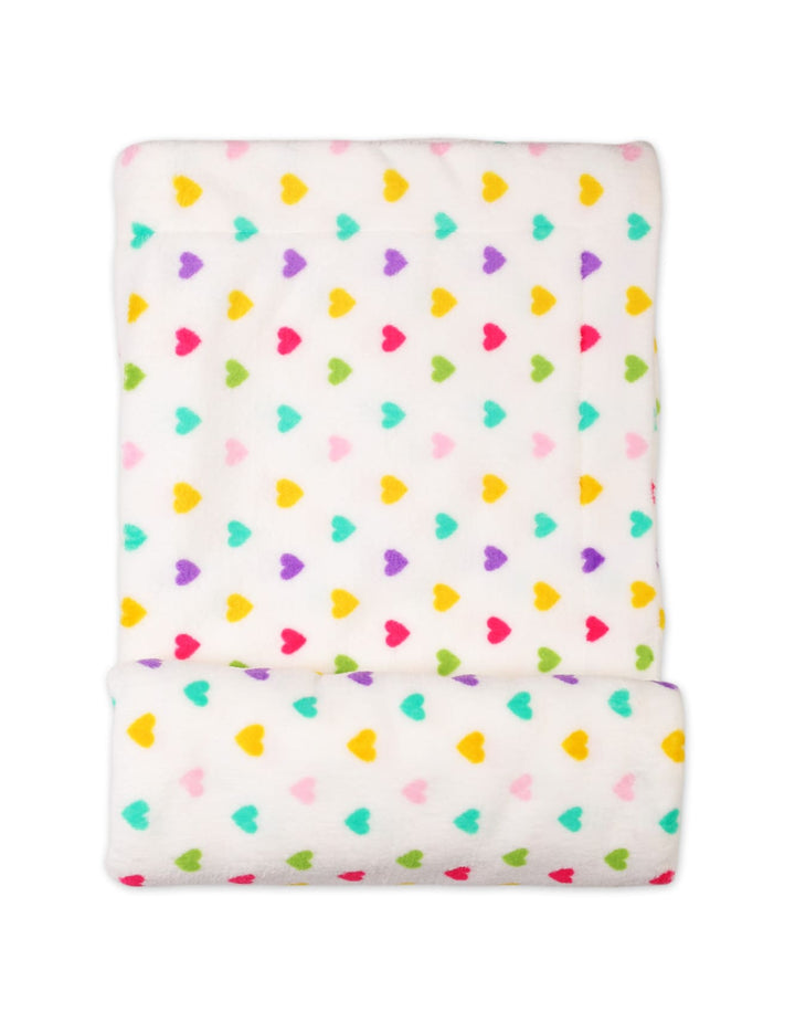 Infant Baby Girls Fleece Blankets Bambies Multicolor Hearts White at Zubaidas Pakistan