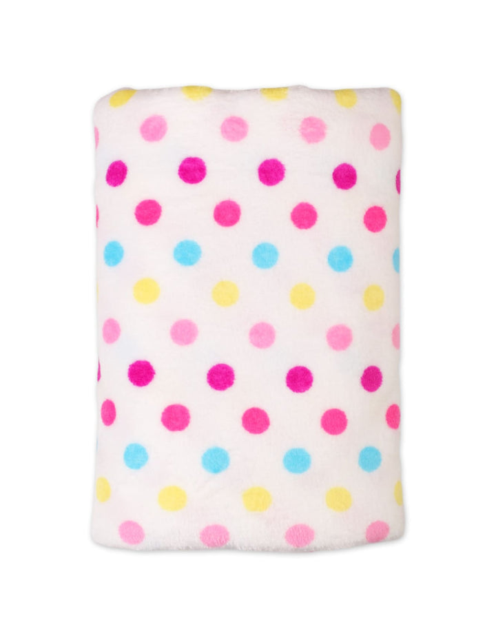 Infant Baby Girls Plush Blankets Bambies Multi Color Polka Dots White at Zubaidas Official