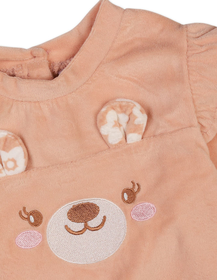 Infant Baby Girls Winter Dress Sets Bambies Bear Peach at Zubaidas Official