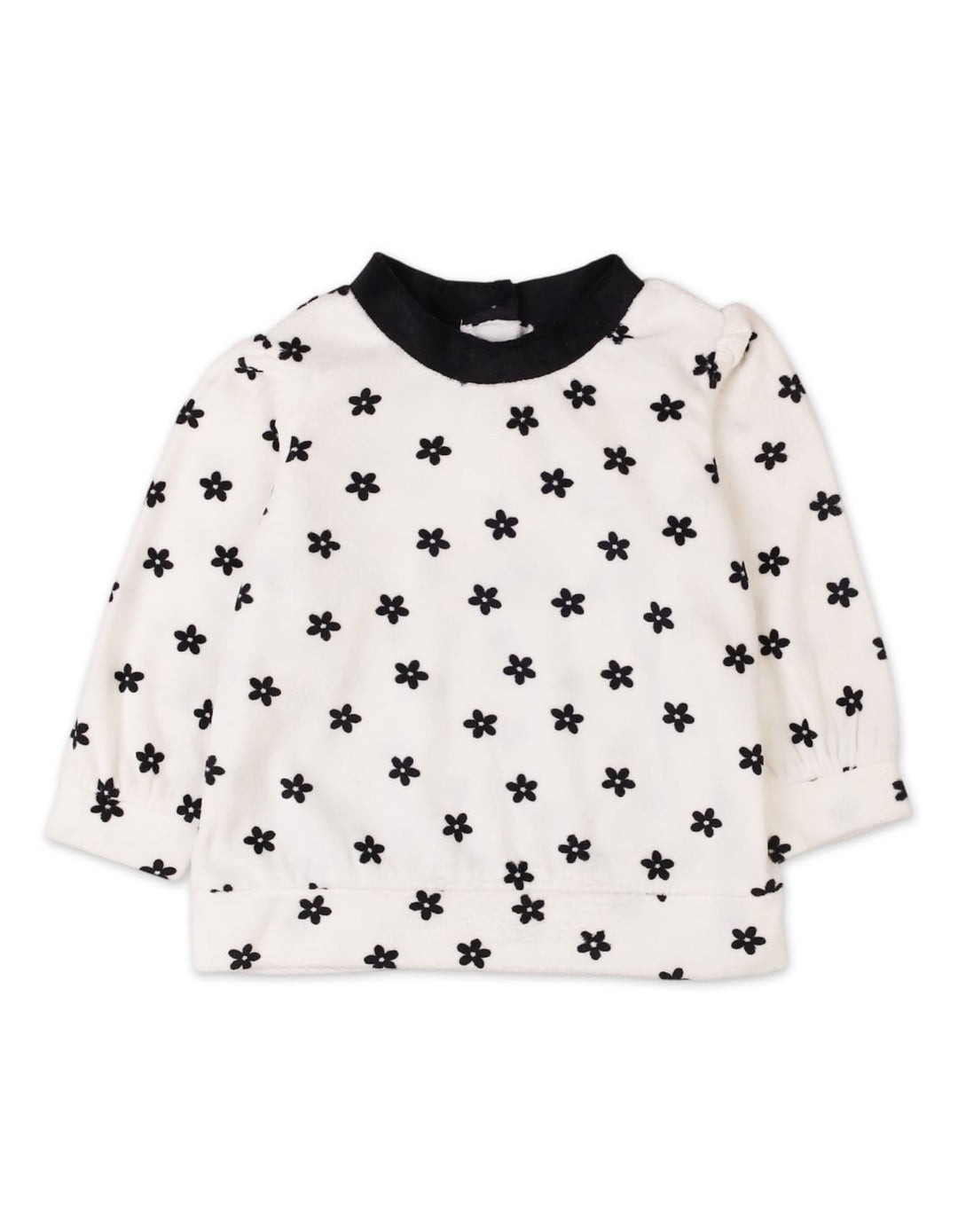 Infant Baby Girls Winter Outfit Bambies Floral Black and White at Zubaidas Pakistan