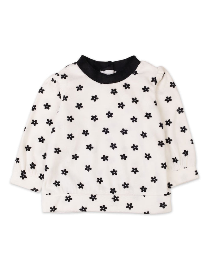 Infant Baby Girls Winter Outfit Bambies Floral Black and White at Zubaidas Pakistan