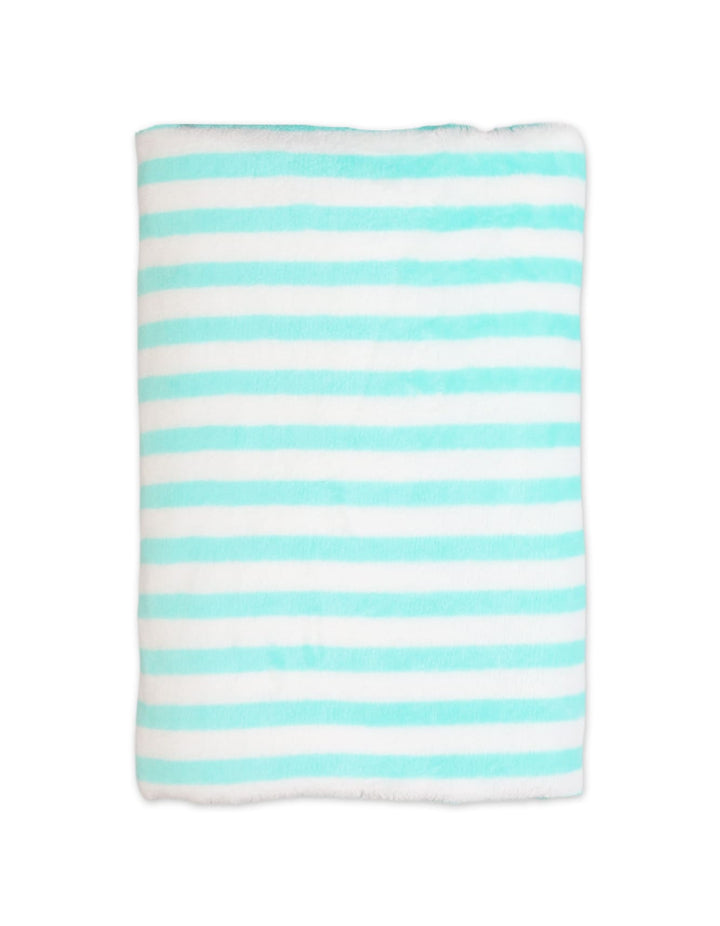 Infant Baby Plush Blankets Bambies Striped Cyan at Zubaidas Official