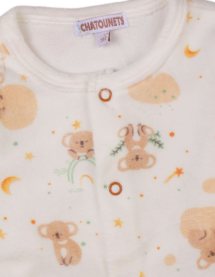 Infant Baby Winter Rompers Bambies Footed Cream at Zubaidas Pakistan