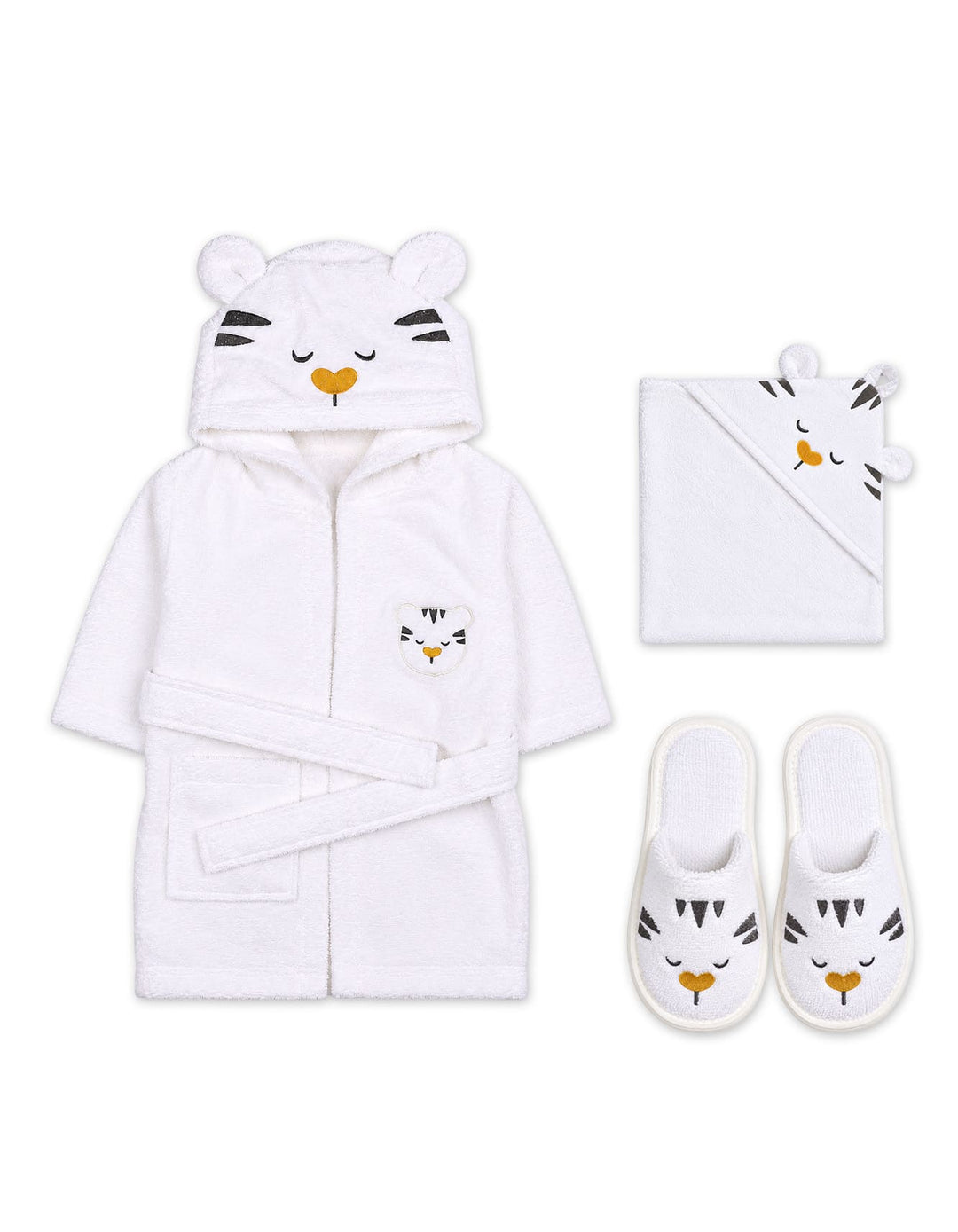 Infant Bath Towel Gift Set 4 Pcs Lion White at Zubaidas