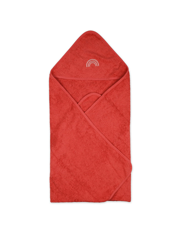 Infant Bath Towel Hooded Bambies Rainbow Maroon at Zubaidas