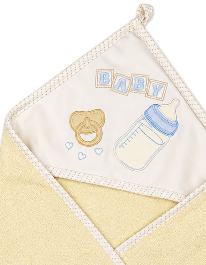 Infant Bath Towel Hooded White and Yellow at Zubaidas Official Pakistan