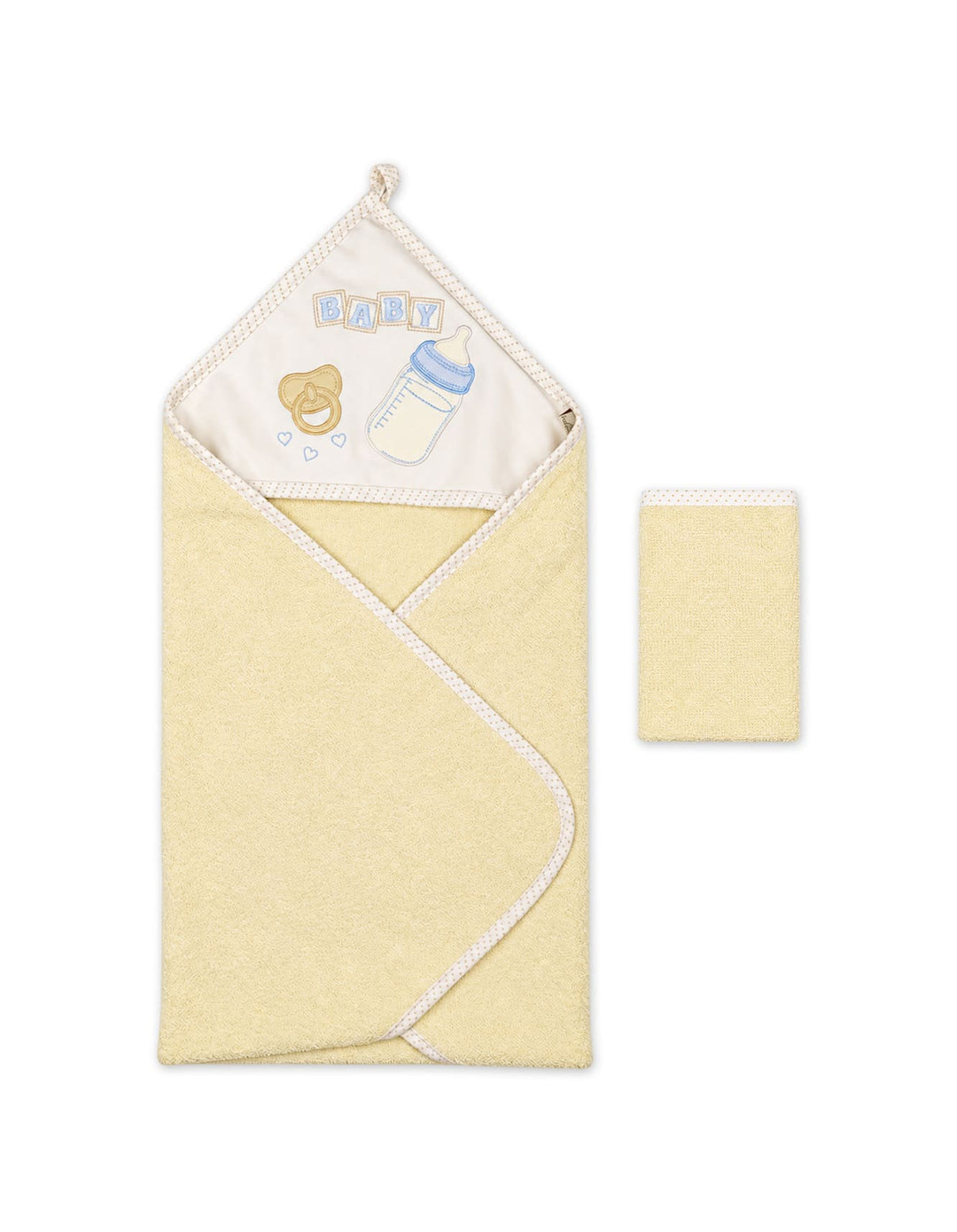 Infant Bath Towel Hooded White and Yellow at Zubaidas