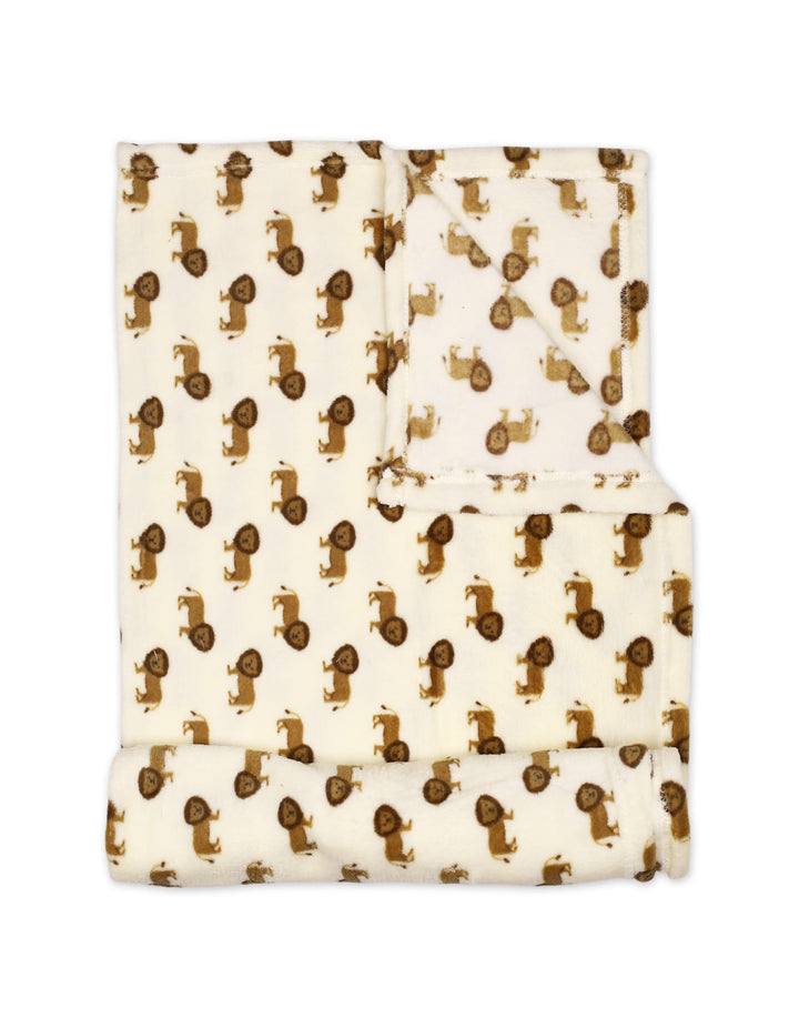 Infant Blanket and Pillow Set Lion Print Cream and Brown at Zubaidas Best Online Baby and Kids Shop in Pakistan
