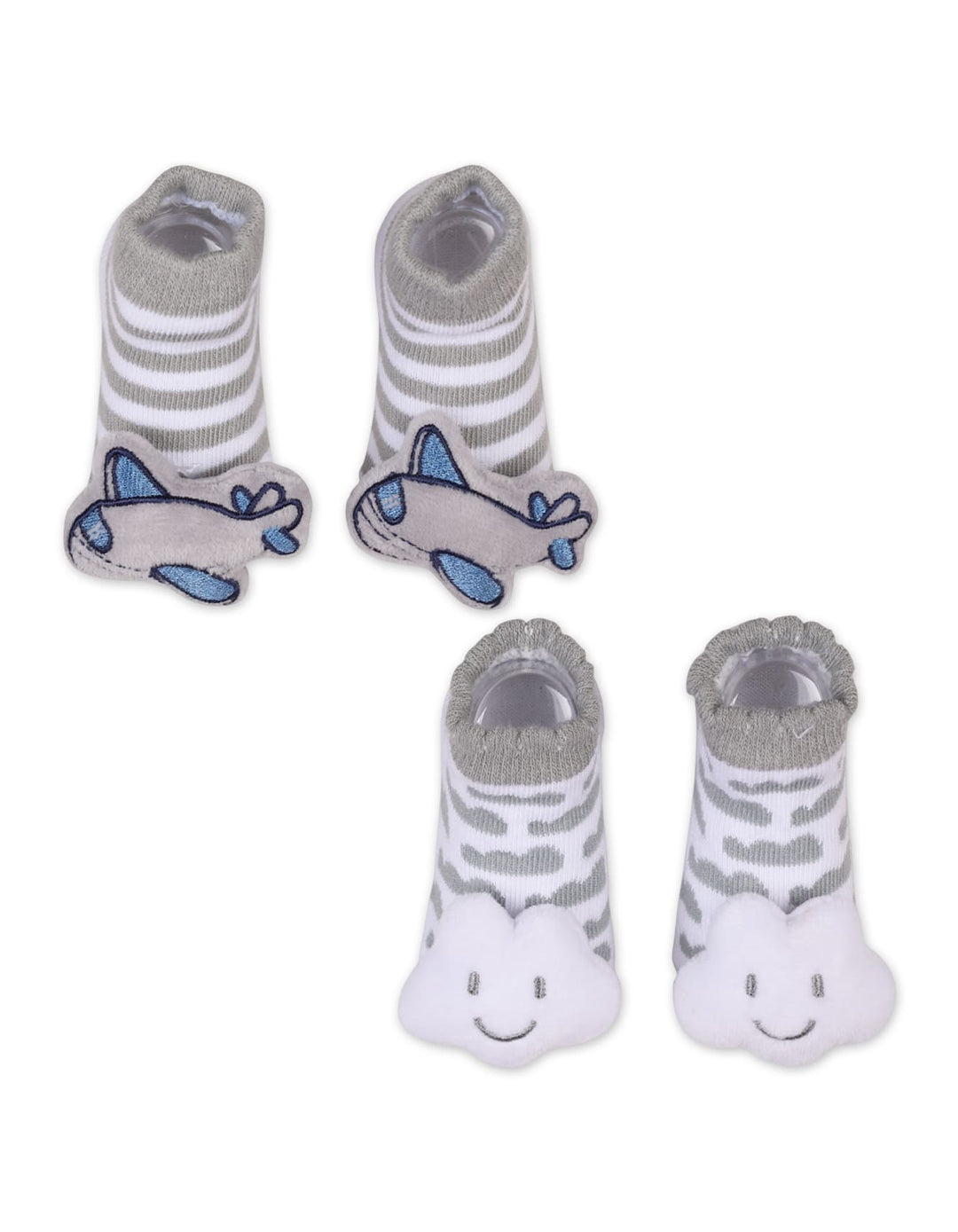 Infant Boy 2 Pcs Rattle Booties Aeroplane and Cloud at Zubaidas