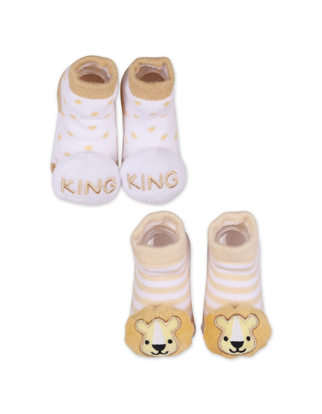 Infant Boy 2 Pcs Rattle Booties Bambies Lion and King at Zubaidas