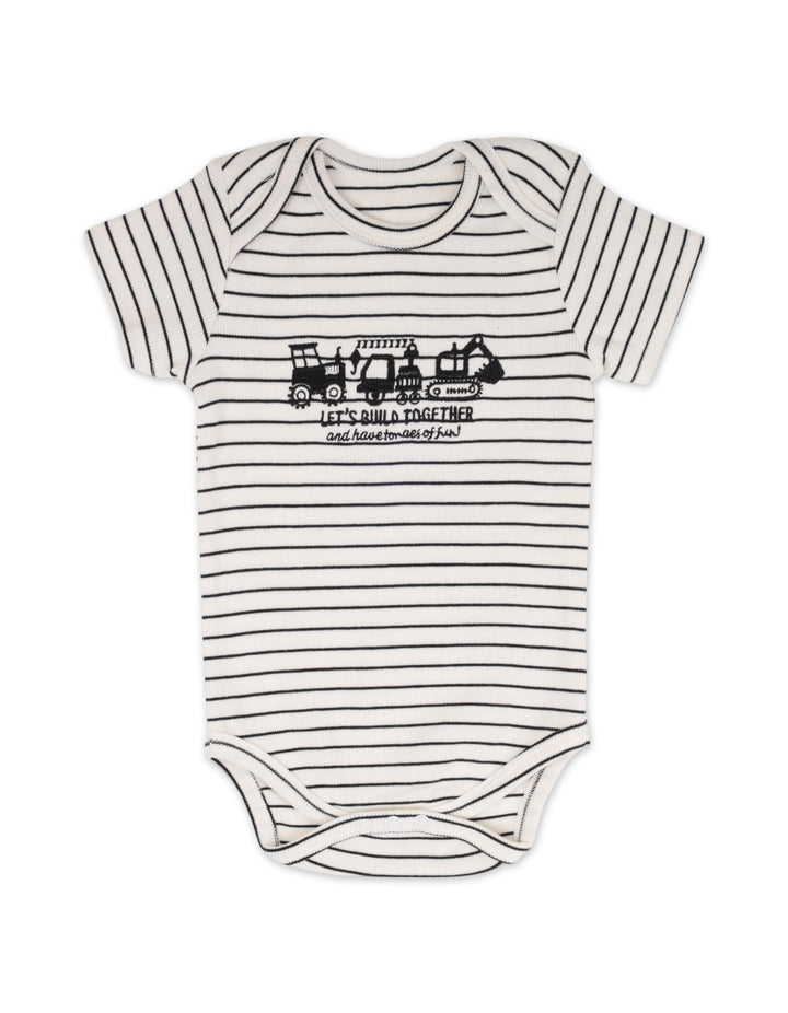 Infant Boy 2 Pcs Summer Suit Set Build Together Black Stripes at Zubaidas Official Pakistan