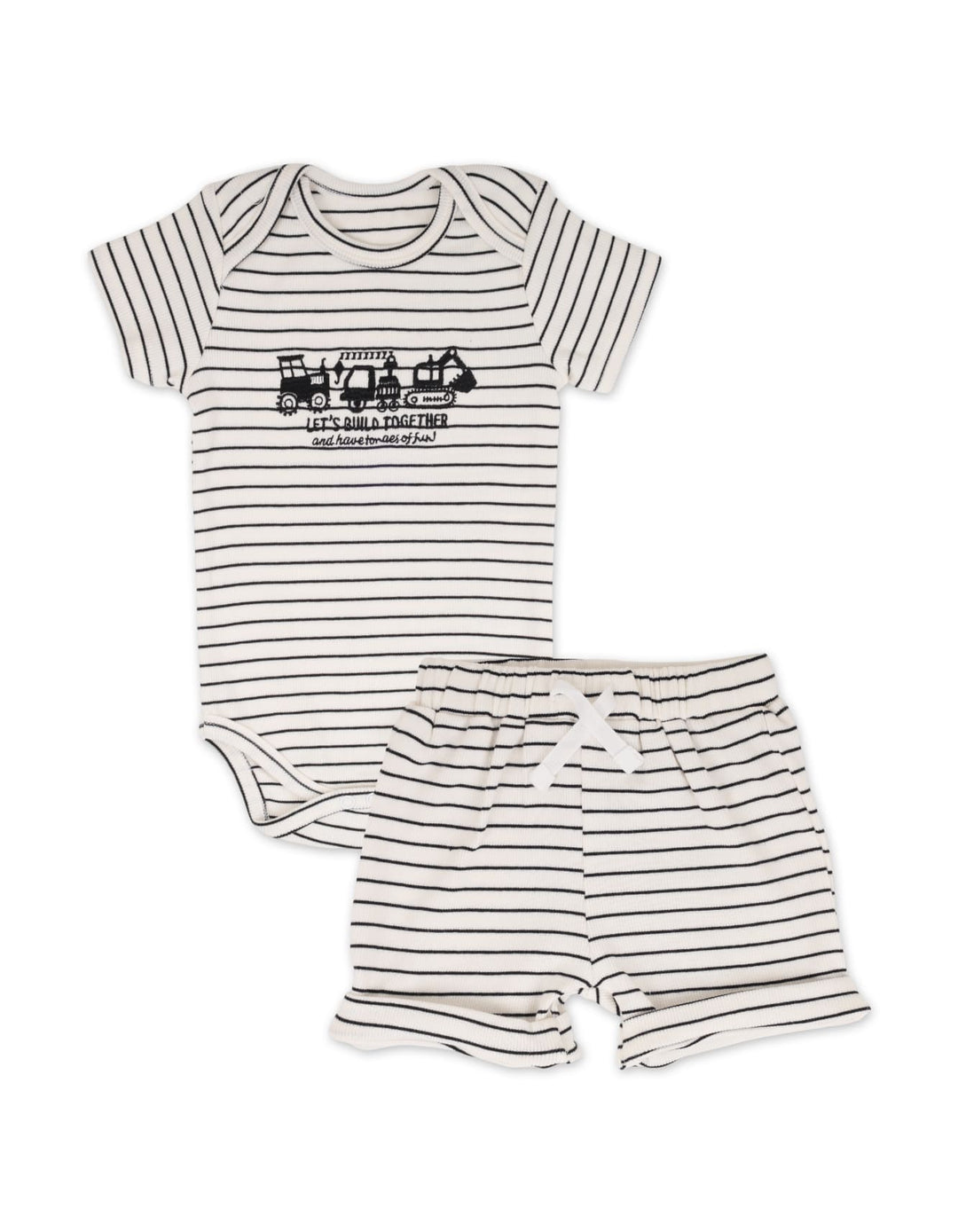 Infant Boy 2 Pcs Summer Suit Set Build Together Black Stripes at Zubaidas