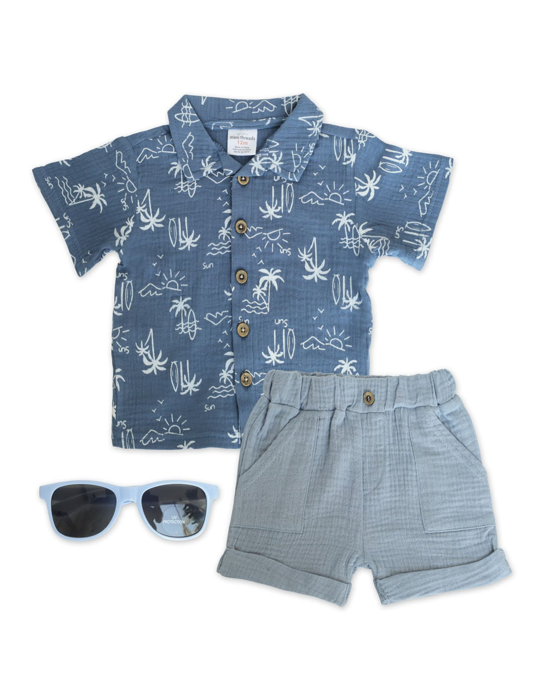 Infant Boy 3 Piece Summer Suit Set Beach Adventure at Zubaidas