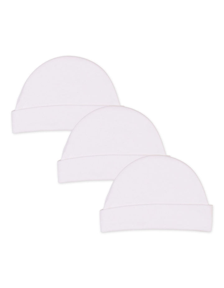 Infant boy and Girl Pack of 3 Caps Bambies White at Zubaidas
