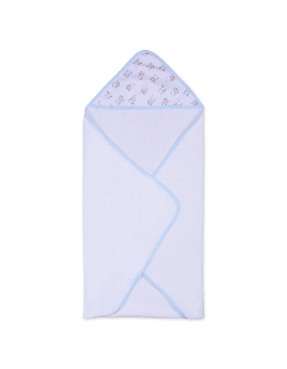 Infant Boy Bath Towel and Washcloth Set Bear Light Blue and White at Zubaidas Official Pakistan