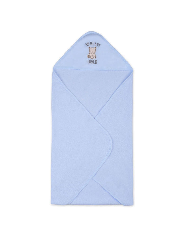 Infant Boy Bath Towel and Washcloth Set Bear Light Blue and White at Zubaidas Online Pakistan