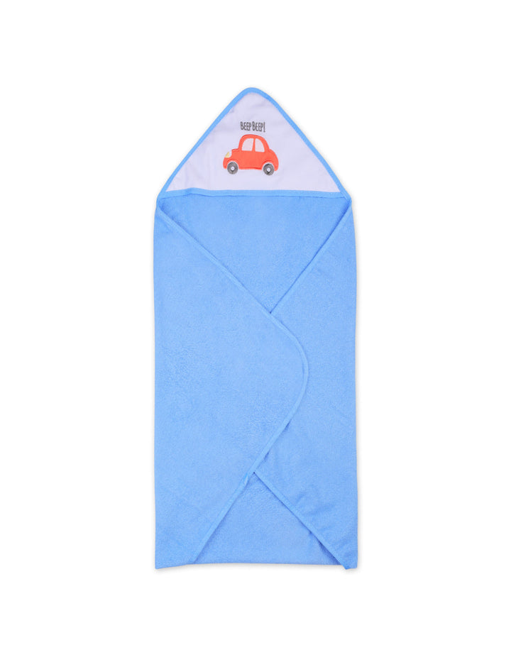 Infant Boy Bath Towel and Washcloth Set Cars Blue and White at Zubaidas Online Pakistan