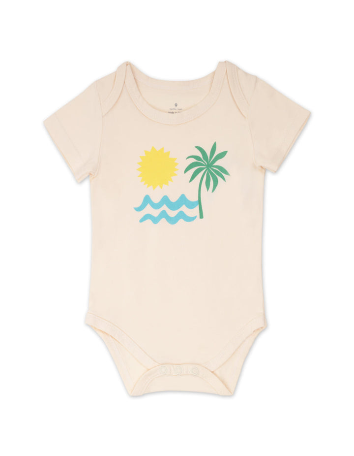 Infant Boy Bodysuit with Shorts 4 Pcs Set Tropical Palm and Sun at Zubaidas Number 1 Baby and Kids Store in Pakistan