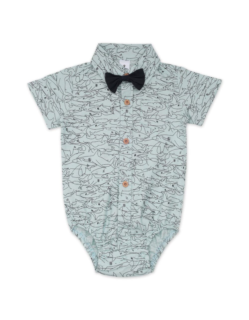 Infant Boy Bodysuit with Shorts Bowtie Set Shark Print at Zubaidas Official Pakistan