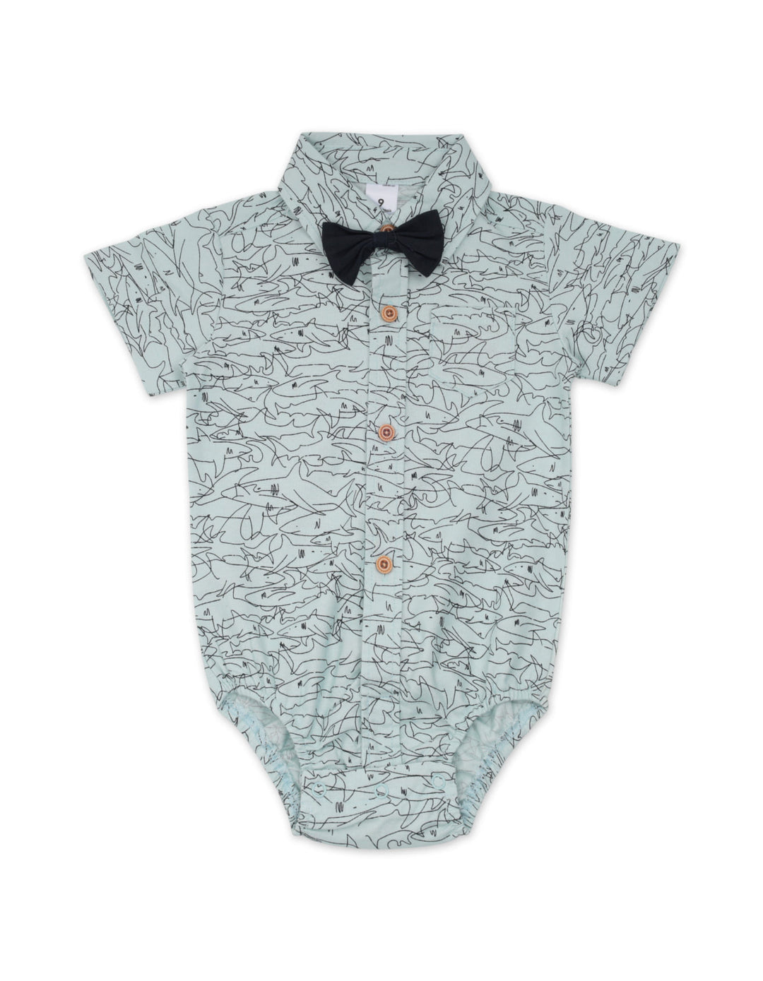 Infant Boy Bodysuit with Shorts Bowtie Set Shark Print at Zubaidas Official Pakistan
