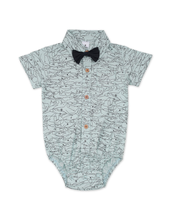 Infant Boy Bodysuit with Shorts Bowtie Set Shark Print at Zubaidas Official Pakistan