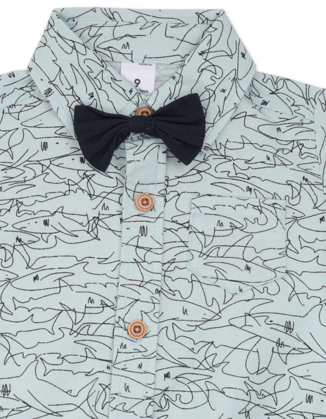 Infant Boy Bodysuit with Shorts Bowtie Set Shark Print at Zubaidas Online Pakistan