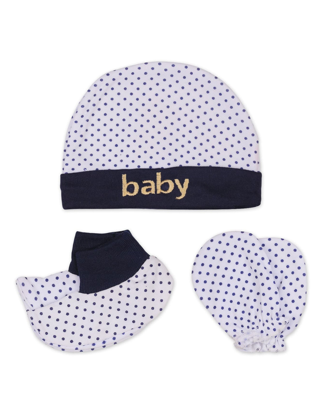 Infant Boy Cap Mitten and Booties Set Navy Blue at Zubaidas