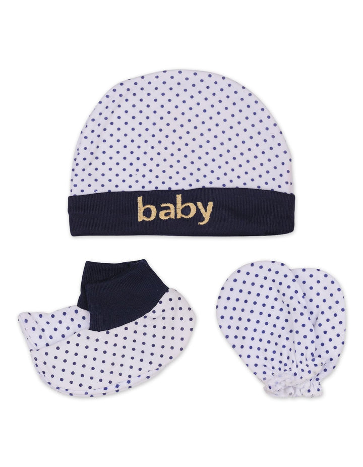Infant Boy Cap Mitten and Booties Set Navy Blue at Zubaidas