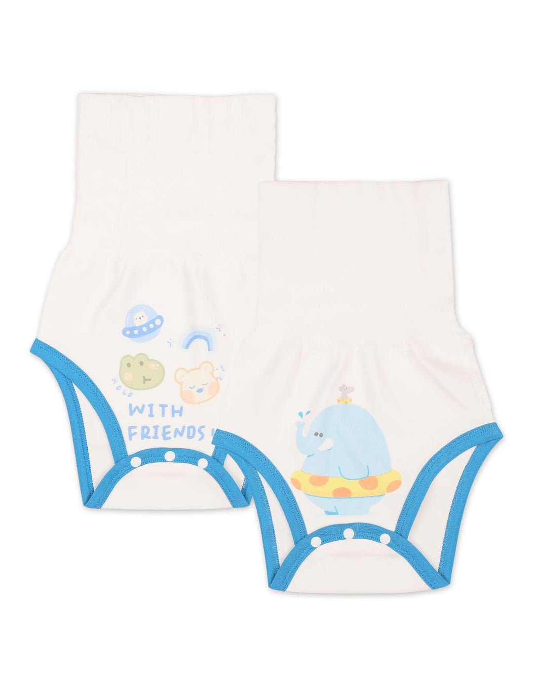 Infant Boy High Waist Diaper Pants Pack of 2 Elephant Blue at Zubaidas