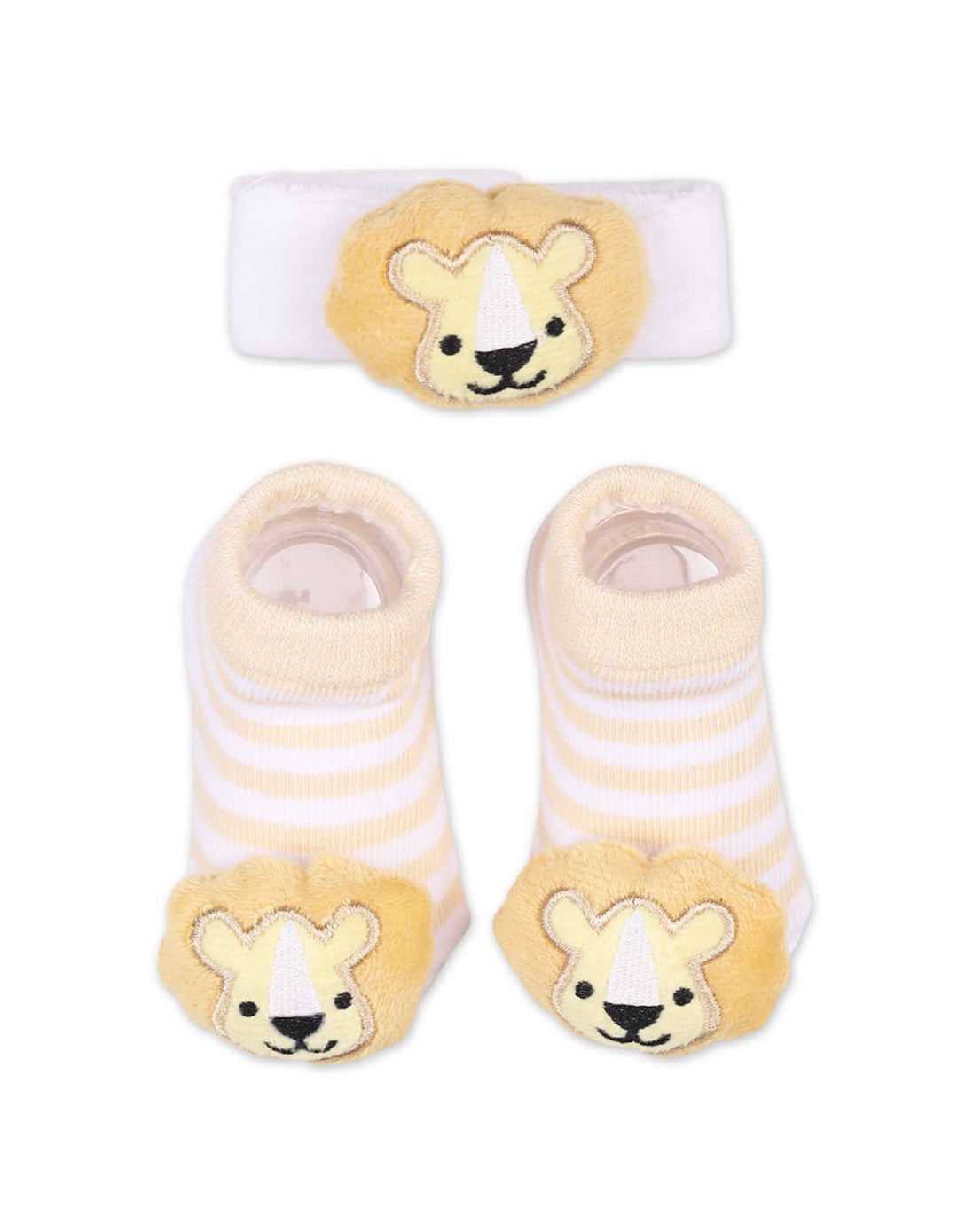 Infant Boy Rattle Booties and Wristband Bambies Lion Yellow at Zubaidas