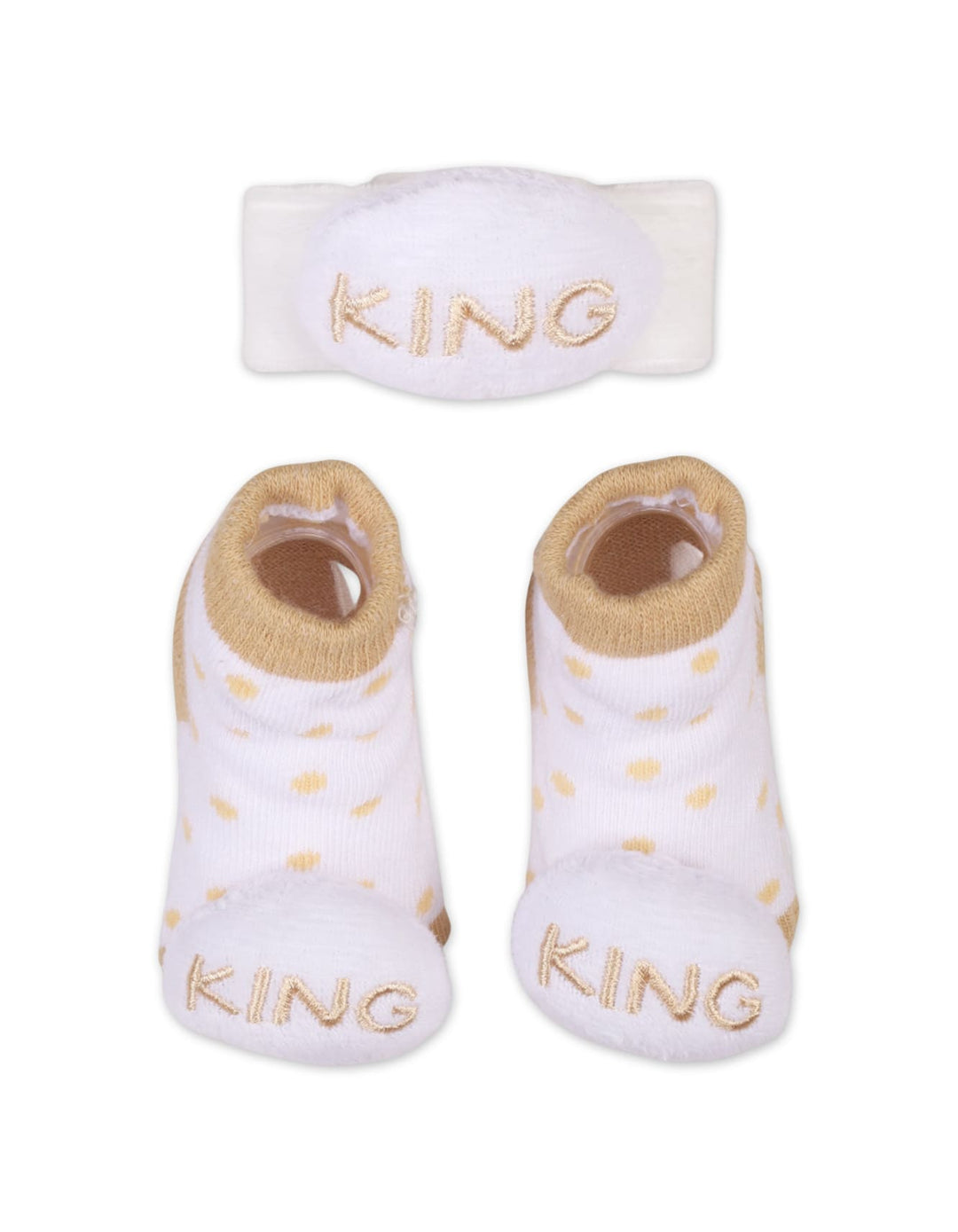 Infant Boy Rattle Booties and Wristband Bambies Polka Dot at Zubaidas