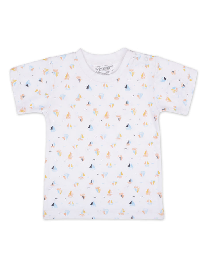 Infant Boy Summer 2 Piece Suit Set Bambies Sailboat White at Zubaidas Official Pakistan