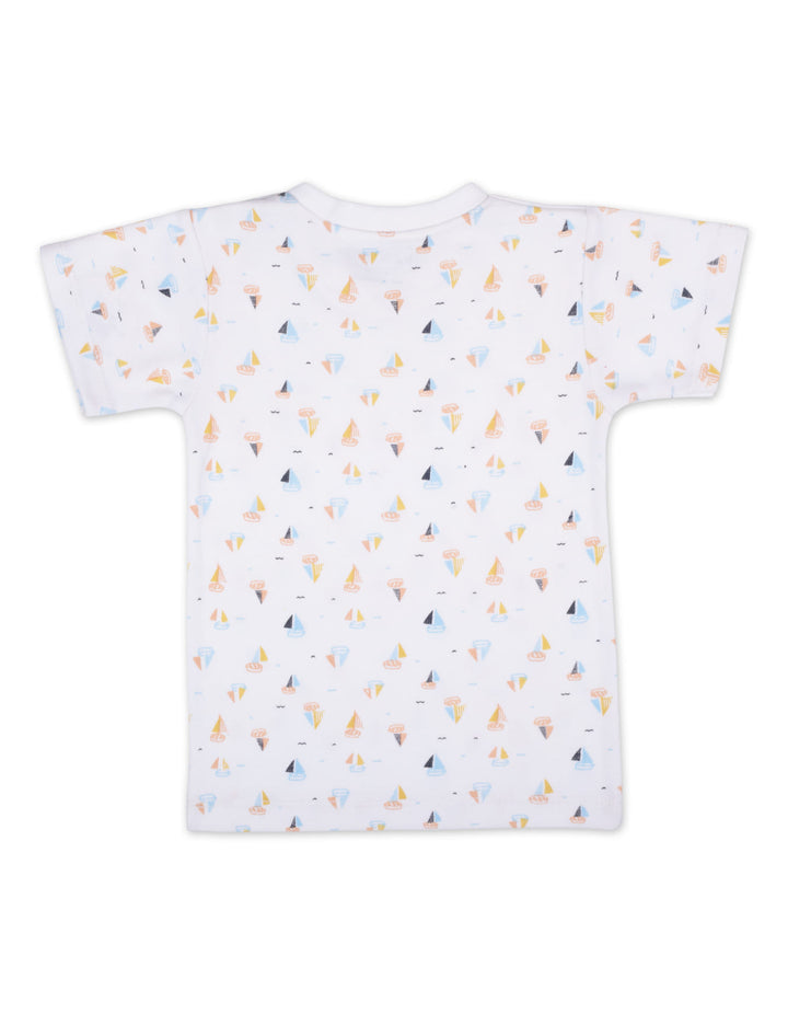 Infant Boy Summer 2 Piece Suit Set Bambies Sailboat White at Zubaidas Best Online Baby and Kids Store in Pakistan