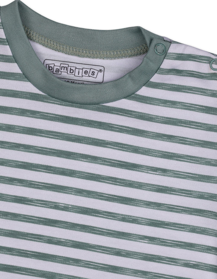Infant Boy Summer 2 Piece Suit Set Bambies Stripes Green at Zubaidas Online Pakistan