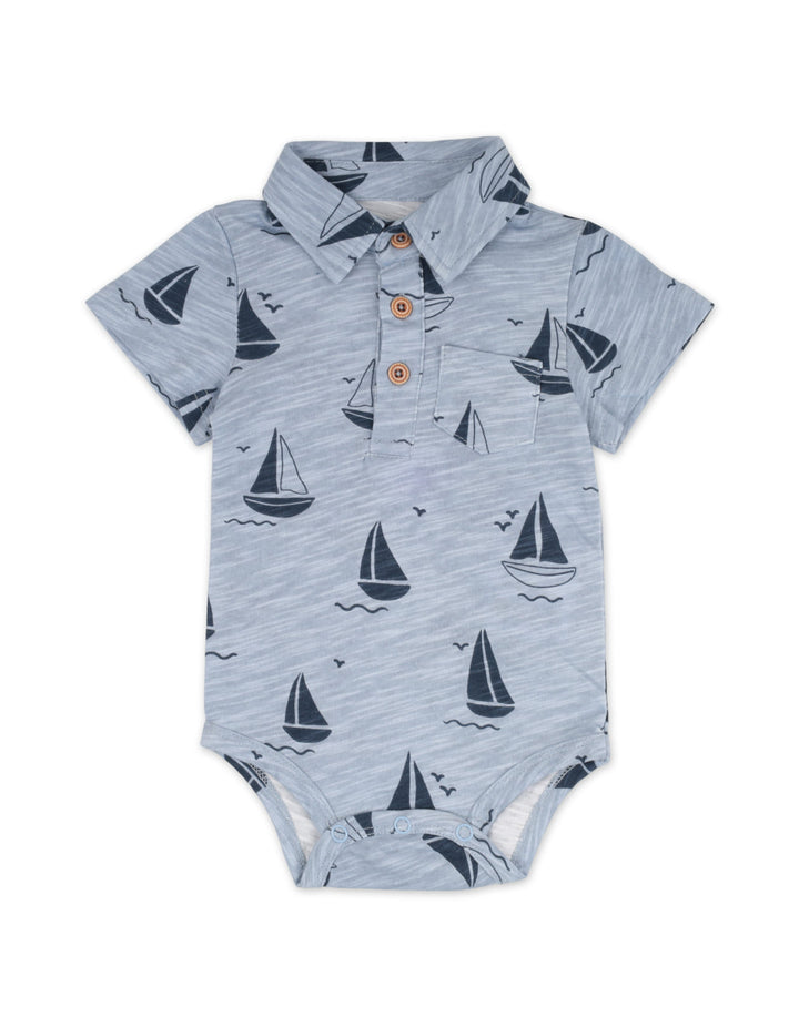 Infant Boy Summer 3 Pcs Suit Set Sailboat Print at Zubaidas Official Pakistan