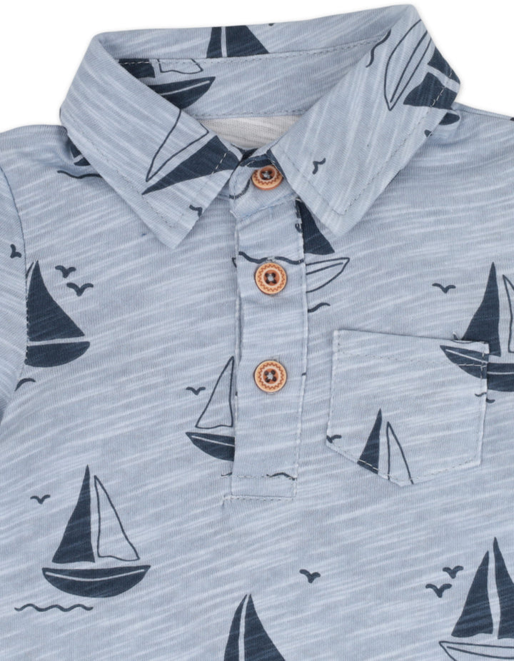 Infant Boy Summer 3 Pcs Suit Set Sailboat Print at Zubaidas Online Pakistan