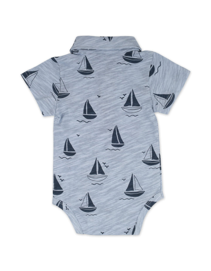 Infant Boy Summer 3 Pcs Suit Set Sailboat Print at Zubaidas Best Online Baby and Kids Store in Pakistan