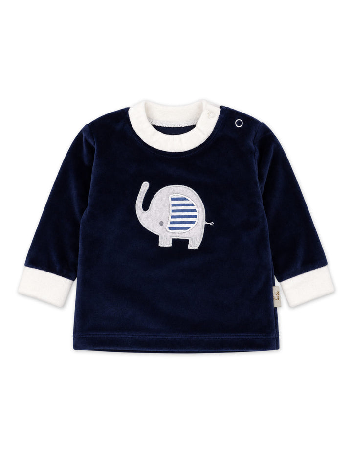 Infant Boy Winter 2 Pcs Suit Set Elephant Navy Blue and White at Zubaidas Official Pakistan