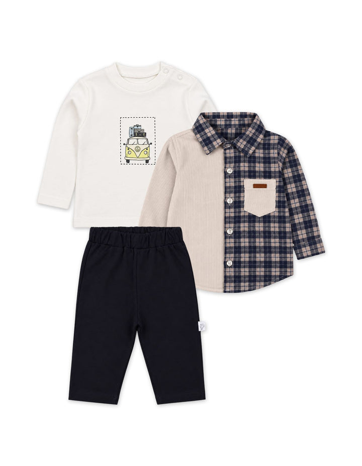 Infant Boy Winter 3 Suit Set Van Beige and Navy at Zubaidas