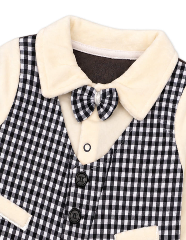 Infant Boy Winter Romper with Cap Black and Cream at Zubaidas Online Pakistan