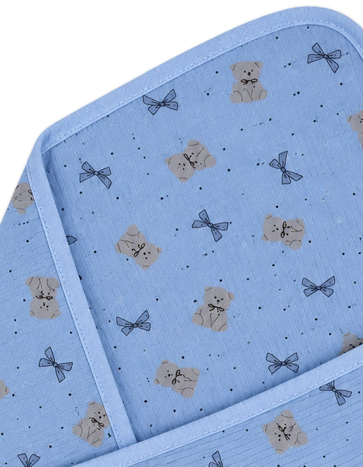 Infant Boy Wrapping Sheet Bear and Ribbon Blue at Zubaidas Official Pakistan