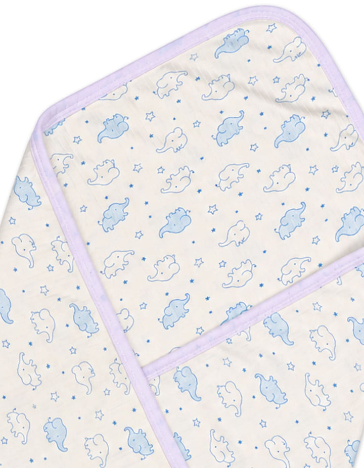 Infant Boy Wrapping Sheet Elephant Off White and Blue at Zubaidas Official Pakistan