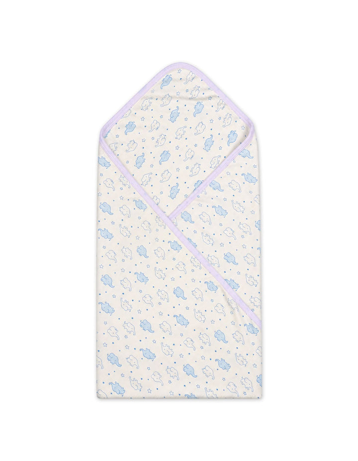 Infant Boy Wrapping Sheet Elephant Off White and Blue at Zubaidas